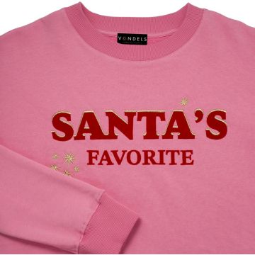 Vondels sweater santa's favorite s/m 65cm roze