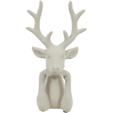Countryfield kerstfiguur polystone hert zen 17x11.5x30.5cm crème