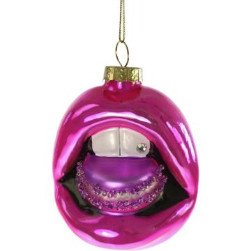 Werner Voss glazen kerst ornament macaron lippen 7cm roze