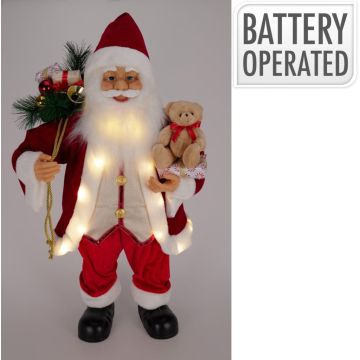 Kerstfiguur polyester kerstman led 20x30x80cm rood