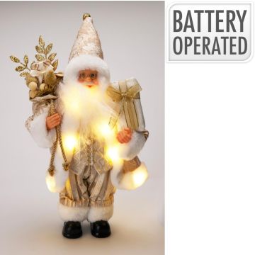 Kerstfiguur polyester kerstman led 10x20x30cm goud