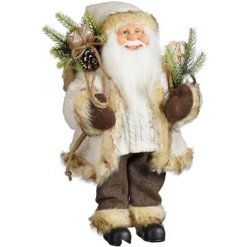 Mica Decorations kerstfiguur kunststof kerstman 25x15x40cm creme