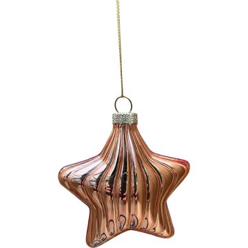 Glazen kerst ornament ster 8cm pecan bruin