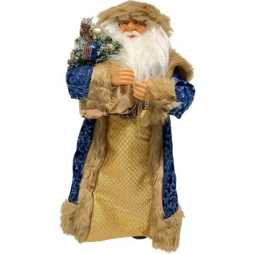 Kerstfiguur kunststof kerstman herman 20x23x60cm blauw