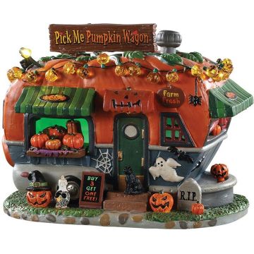 Lemax pick me pumpkin wagon verlicht huisje Spooky Town 2019