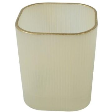Countryfield theelichthouder glas  8x8x9cm crème