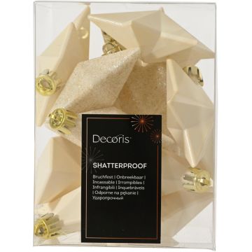 Decoris kunststof kerst ornament ster 12.3cm wolwit 12 stuks