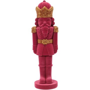 Decoris kerstfiguur polyresin notenkraker 12.4x10.8x39cm roze