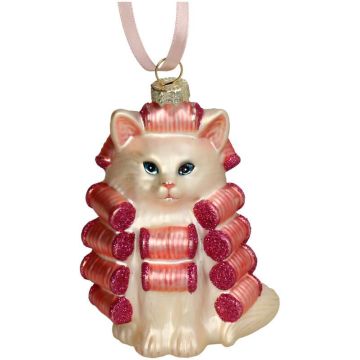 HD Collection glazen kerst ornament kat 10cm roze