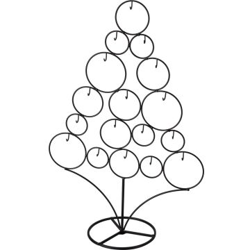 Ornament metaal boom bal vorm 57x87cm zwart