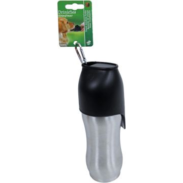 Draagbare drinkfles met karabijnhaak aluminium, 600 ml.