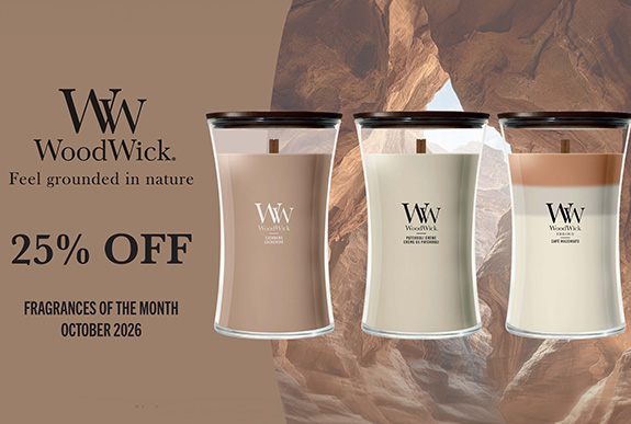 25% korting op WoodWick geuren van de maand